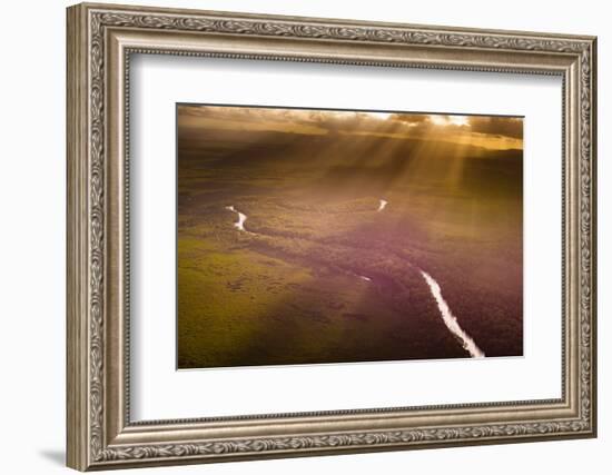 Aerial photograph of the Noosa River, Great Sandy National Park, Australia-Mark A Johnson-Framed Photographic Print