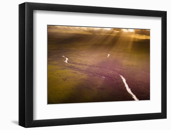 Aerial photograph of the Noosa River, Great Sandy National Park, Australia-Mark A Johnson-Framed Photographic Print