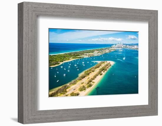 Aerial photograph of The Spit & the Broadwater, Gold Coast, Queensland, Australia-Mark A Johnson-Framed Photographic Print