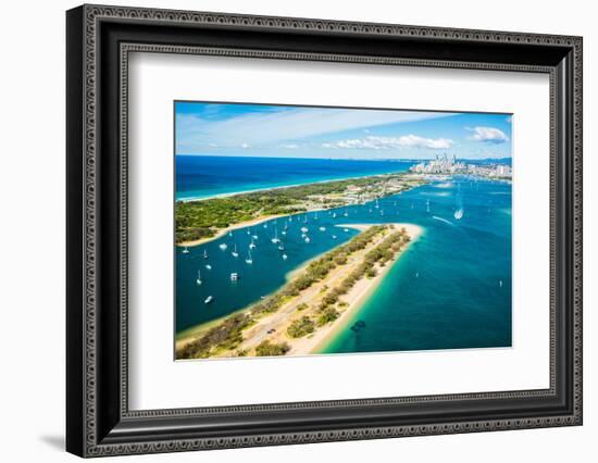 Aerial photograph of The Spit & the Broadwater, Gold Coast, Queensland, Australia-Mark A Johnson-Framed Photographic Print