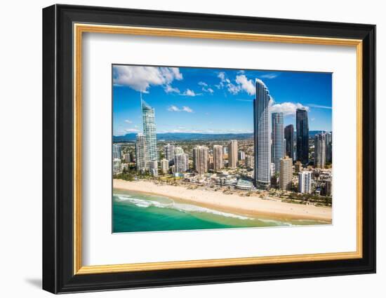 Aerial photograph of the Surfers Paradise skyline, Gold Coast, Queensland, Australia-Mark A Johnson-Framed Photographic Print