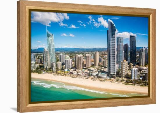 Aerial photograph of the Surfers Paradise skyline, Gold Coast, Queensland, Australia-Mark A Johnson-Framed Premier Image Canvas