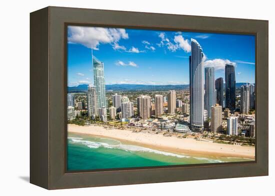 Aerial photograph of the Surfers Paradise skyline, Gold Coast, Queensland, Australia-Mark A Johnson-Framed Premier Image Canvas