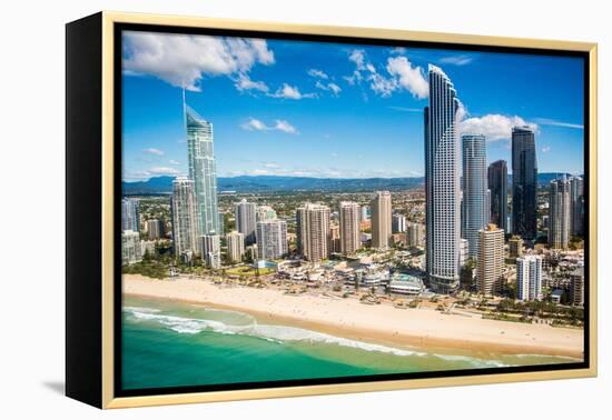 Aerial photograph of the Surfers Paradise skyline, Gold Coast, Queensland, Australia-Mark A Johnson-Framed Premier Image Canvas