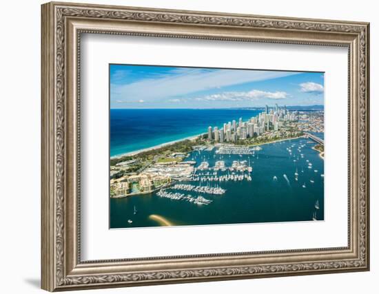 Aerial photograph of the Surfers Paradise skyline, Gold Coast, Queensland, Australia-Mark A Johnson-Framed Photographic Print