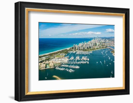 Aerial photograph of the Surfers Paradise skyline, Gold Coast, Queensland, Australia-Mark A Johnson-Framed Photographic Print