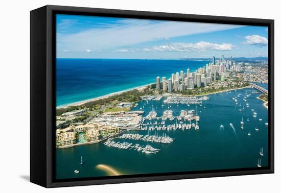 Aerial photograph of the Surfers Paradise skyline, Gold Coast, Queensland, Australia-Mark A Johnson-Framed Premier Image Canvas