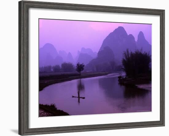 Aerial Scenic of the Fishermen and Limestone Mountains, Gulin, China-Bill Bachmann-Framed Photographic Print