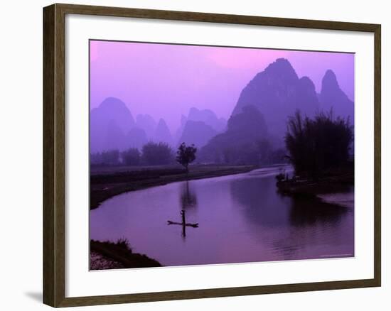 Aerial Scenic of the Fishermen and Limestone Mountains, Gulin, China-Bill Bachmann-Framed Photographic Print