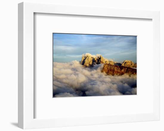 Aerial Shot from Seceda of Odle Surrounded by Clouds at Sunset in the Dolomites-Roberto Moiola-Framed Photographic Print