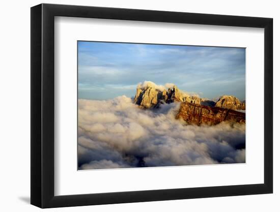 Aerial Shot from Seceda of Odle Surrounded by Clouds at Sunset in the Dolomites-Roberto Moiola-Framed Photographic Print