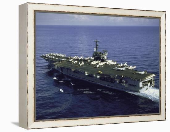 Aerial Side View of Aircraft Carrier USS Independence-null-Framed Premier Image Canvas