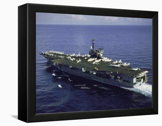 Aerial Side View of Aircraft Carrier USS Independence-null-Framed Premier Image Canvas