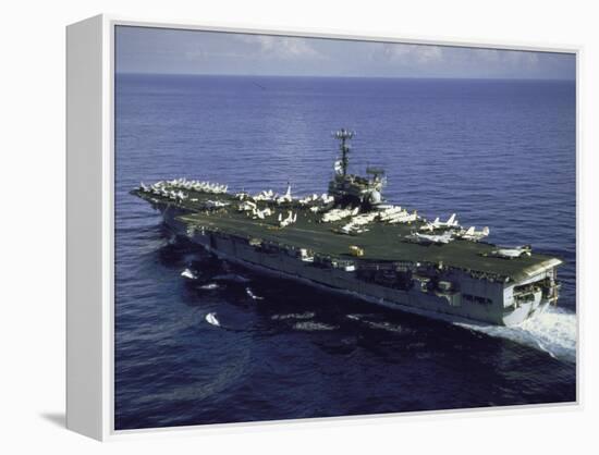 Aerial Side View of Aircraft Carrier USS Independence-null-Framed Premier Image Canvas