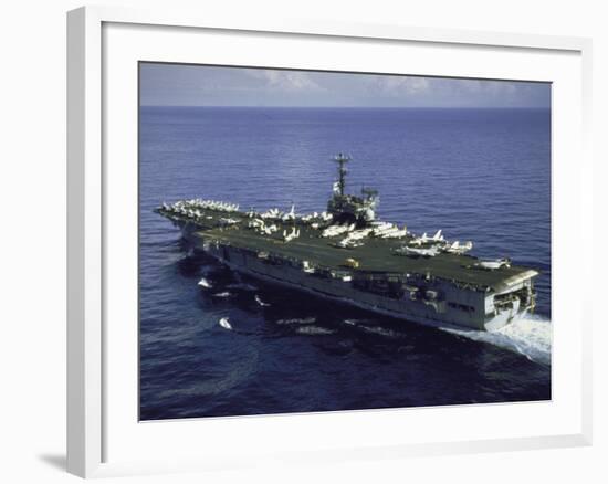 Aerial Side View of Aircraft Carrier USS Independence-null-Framed Premium Photographic Print