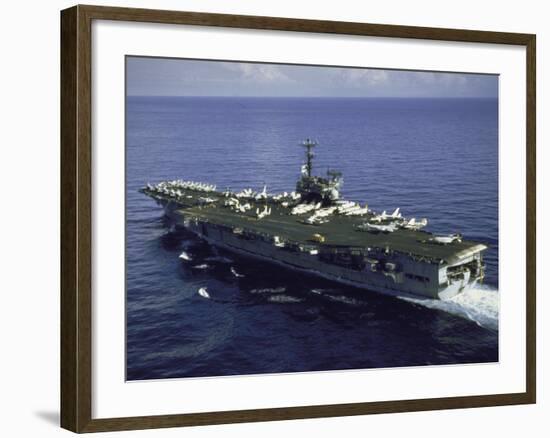 Aerial Side View of Aircraft Carrier USS Independence-null-Framed Premium Photographic Print