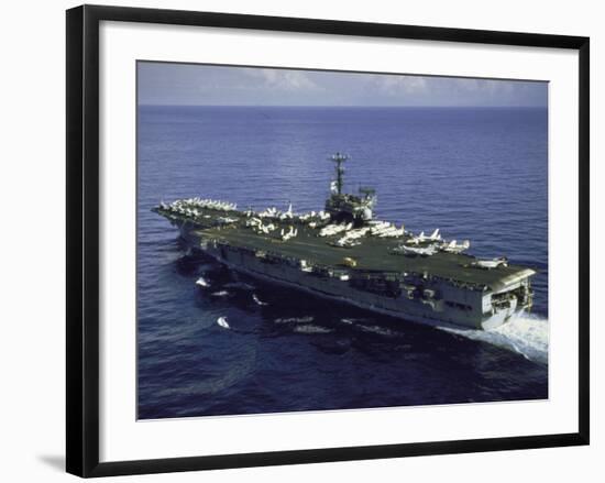 Aerial Side View of Aircraft Carrier USS Independence-null-Framed Premium Photographic Print