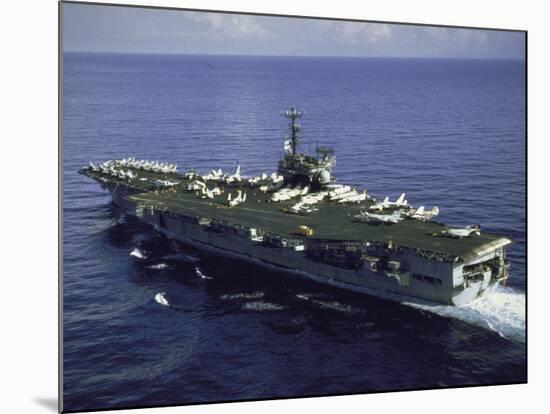 Aerial Side View of Aircraft Carrier USS Independence-null-Mounted Premium Photographic Print