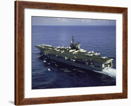 Aerial Side View of Aircraft Carrier USS Independence-null-Framed Premium Photographic Print