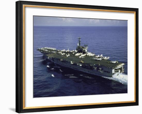 Aerial Side View of Aircraft Carrier USS Independence-null-Framed Premium Photographic Print