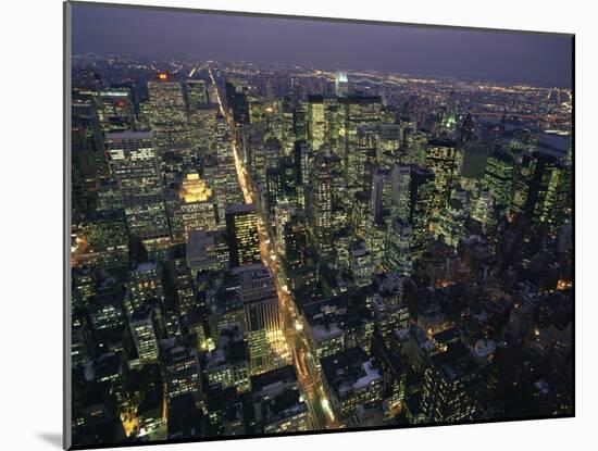 Aerial View at Night of the City Lights Taken from the Empire State Building, New York, USA-Nigel Francis-Mounted Photographic Print