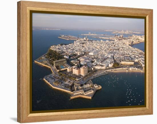 Aerial view, by drone, of Cadiz, Andalucia, Spain-Ben Pipe-Framed Premier Image Canvas