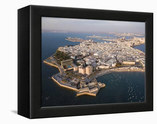 Aerial view, by drone, of Cadiz, Andalucia, Spain-Ben Pipe-Framed Premier Image Canvas