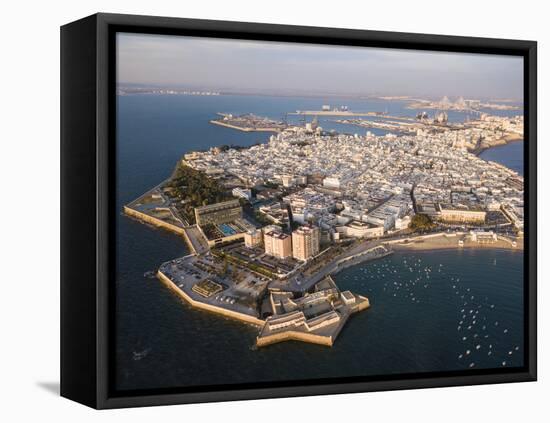 Aerial view, by drone, of Cadiz, Andalucia, Spain-Ben Pipe-Framed Premier Image Canvas