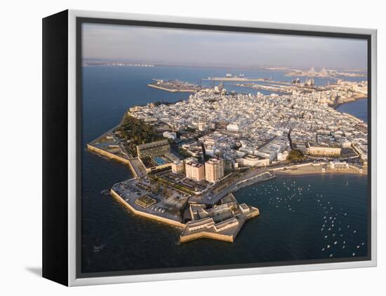 Aerial view, by drone, of Cadiz, Andalucia, Spain-Ben Pipe-Framed Premier Image Canvas