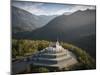 Aerial view by drone of St. Anthony's Sanctuary Caporetto Memorial, Kobarid, Goriska, Slovenia-Ben Pipe-Mounted Photographic Print