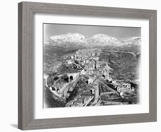 Aerial View, from an American Piper Cub Plane, of a Battle-Damaged Town in the Cassino, Ital, 1944-Margaret Bourke-White-Framed Photographic Print