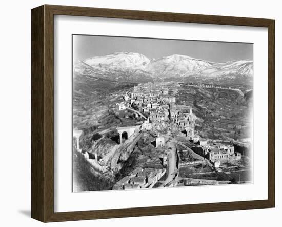 Aerial View, from an American Piper Cub Plane, of a Battle-Damaged Town in the Cassino, Ital, 1944-Margaret Bourke-White-Framed Photographic Print