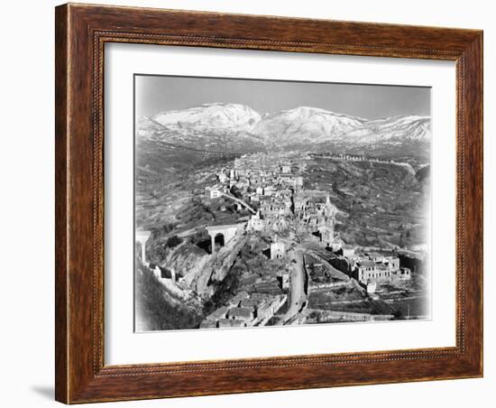 Aerial View, from an American Piper Cub Plane, of a Battle-Damaged Town in the Cassino, Ital, 1944-Margaret Bourke-White-Framed Photographic Print