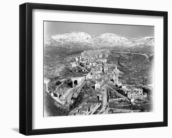 Aerial View, from an American Piper Cub Plane, of a Battle-Damaged Town in the Cassino, Ital, 1944-Margaret Bourke-White-Framed Photographic Print