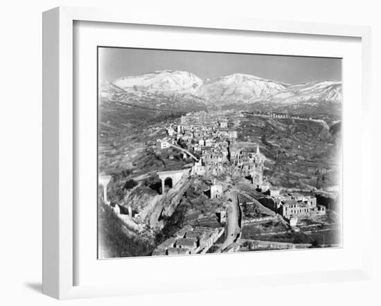 Aerial View, from an American Piper Cub Plane, of a Battle-Damaged Town in the Cassino, Ital, 1944-Margaret Bourke-White-Framed Photographic Print