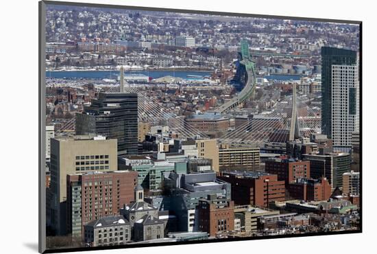 Aerial view including Leonard P Zakim Bunker Hill Memorial Bridge, Boston, Massachusetts.-Susan Pease-Mounted Photographic Print