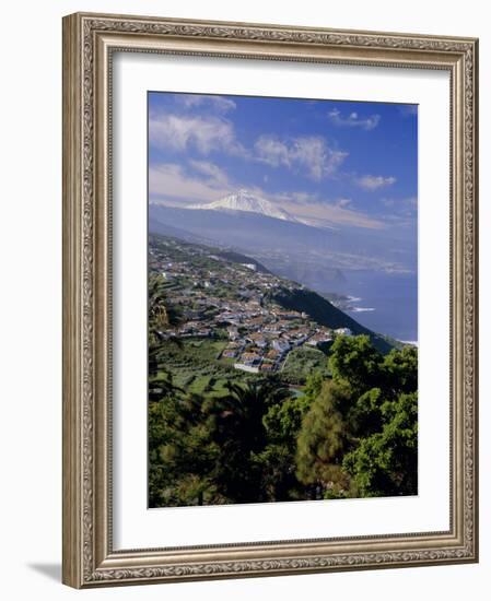 Aerial View Including Mount Teide and Atlantic Coast, Tenerife, Canary Islands, Atlantic, Spain-John Miller-Framed Photographic Print