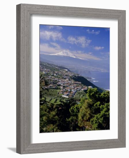 Aerial View Including Mount Teide and Atlantic Coast, Tenerife, Canary Islands, Atlantic, Spain-John Miller-Framed Photographic Print