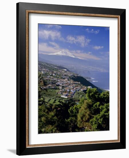 Aerial View Including Mount Teide and Atlantic Coast, Tenerife, Canary Islands, Atlantic, Spain-John Miller-Framed Photographic Print