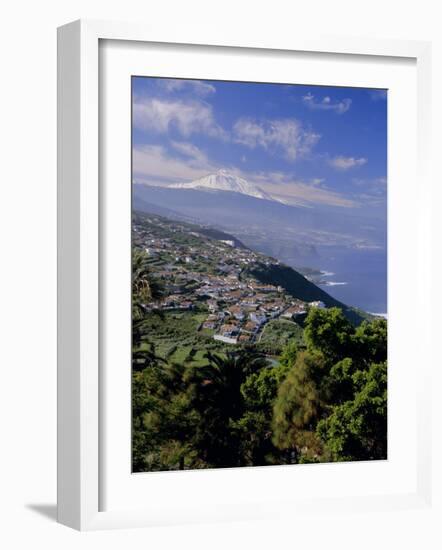 Aerial View Including Mount Teide and Atlantic Coast, Tenerife, Canary Islands, Atlantic, Spain-John Miller-Framed Photographic Print