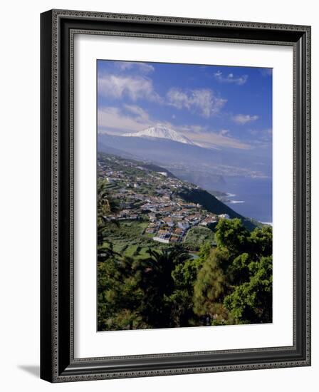 Aerial View Including Mount Teide and Atlantic Coast, Tenerife, Canary Islands, Atlantic, Spain-John Miller-Framed Photographic Print