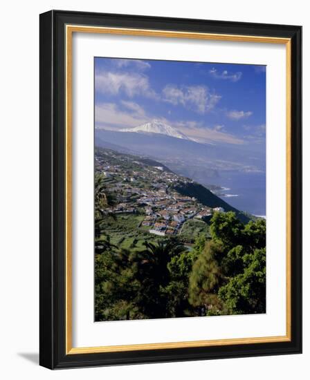 Aerial View Including Mount Teide and Atlantic Coast, Tenerife, Canary Islands, Atlantic, Spain-John Miller-Framed Photographic Print