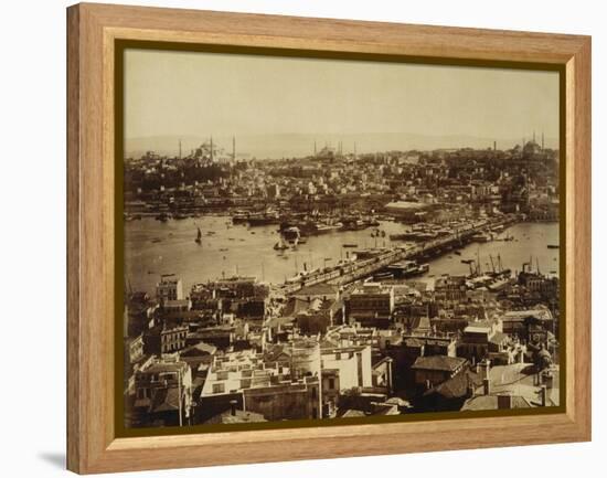 Aerial View of a Bridge over the Bosporus in Istanbul-null-Framed Premier Image Canvas