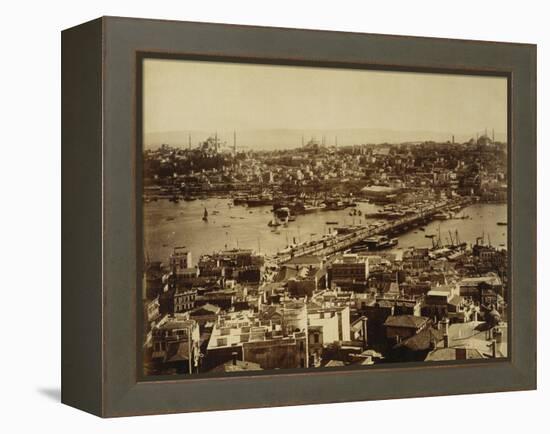 Aerial View of a Bridge over the Bosporus in Istanbul-null-Framed Premier Image Canvas