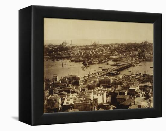 Aerial View of a Bridge over the Bosporus in Istanbul-null-Framed Premier Image Canvas