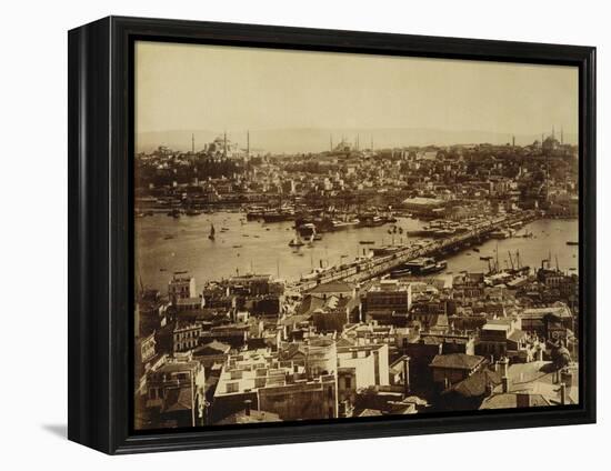 Aerial View of a Bridge over the Bosporus in Istanbul-null-Framed Premier Image Canvas