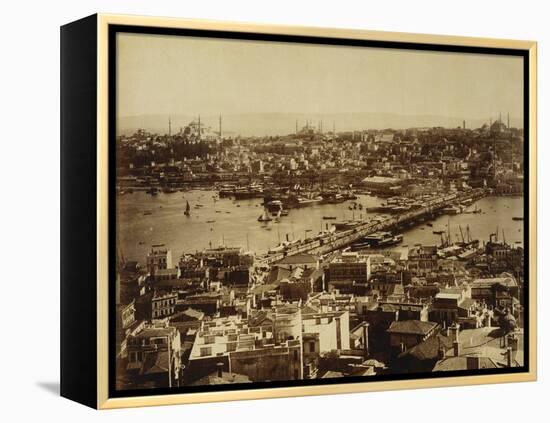 Aerial View of a Bridge over the Bosporus in Istanbul-null-Framed Premier Image Canvas