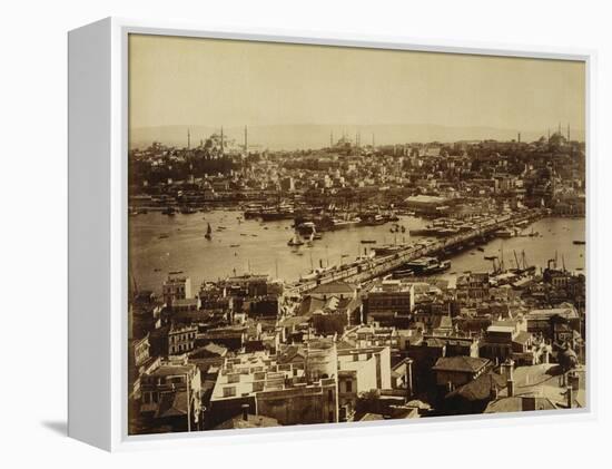 Aerial View of a Bridge over the Bosporus in Istanbul-null-Framed Premier Image Canvas