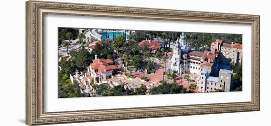 Aerial View of a Castle on a Hill, Hearst Castle, San Simeon, San Luis Obispo County, California...-null-Framed Photographic Print