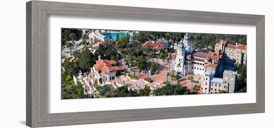 Aerial View of a Castle on a Hill, Hearst Castle, San Simeon, San Luis Obispo County, California...-null-Framed Photographic Print